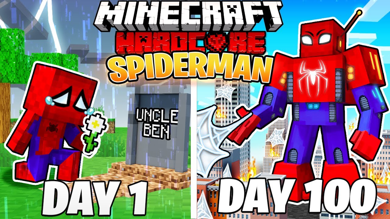 Я выжил 100 ДНЕЙ, играя за ЧЕЛОВЕКА-ПАУКА в ХАРДКОРНОМ Minecraft!
