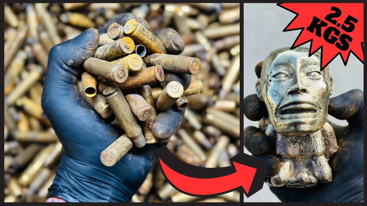 Golden Idol From Bullet Casings - Trash To Treasure - ASMR Metal Melting - Indiana Jones BigStackD