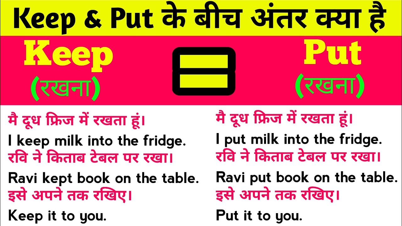 Keep & Put के बीच अंतर क्या है | Difference between Keep & Put | English Speaking Course