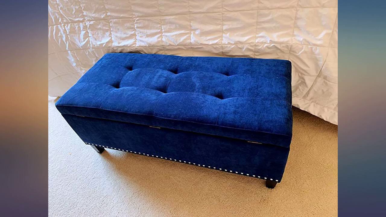 Joveco Storage Ottoman Microfiber Button Tufted Rectangular Bench for Living Room review