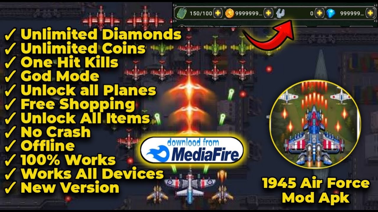1945 Air Force Mod Apk- Unlimited Money & Free Shopping