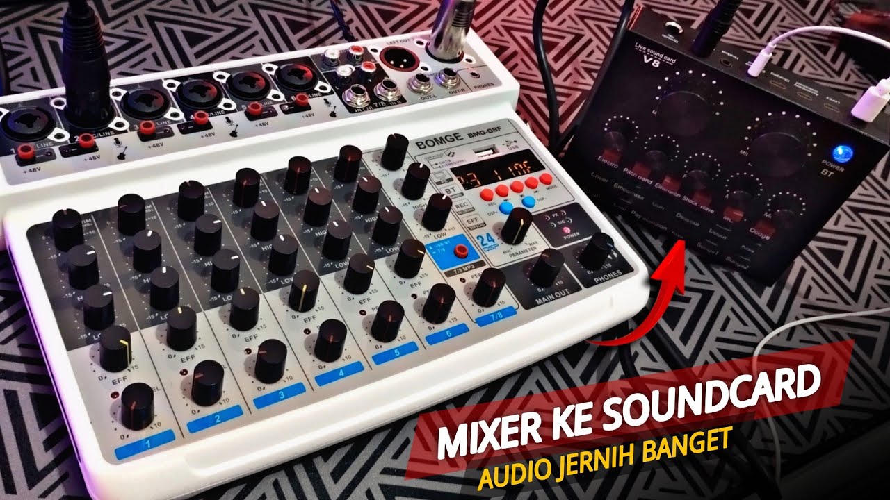 CARA MENGHUBUNGKAN MIXER KE SOUNDCARD V8