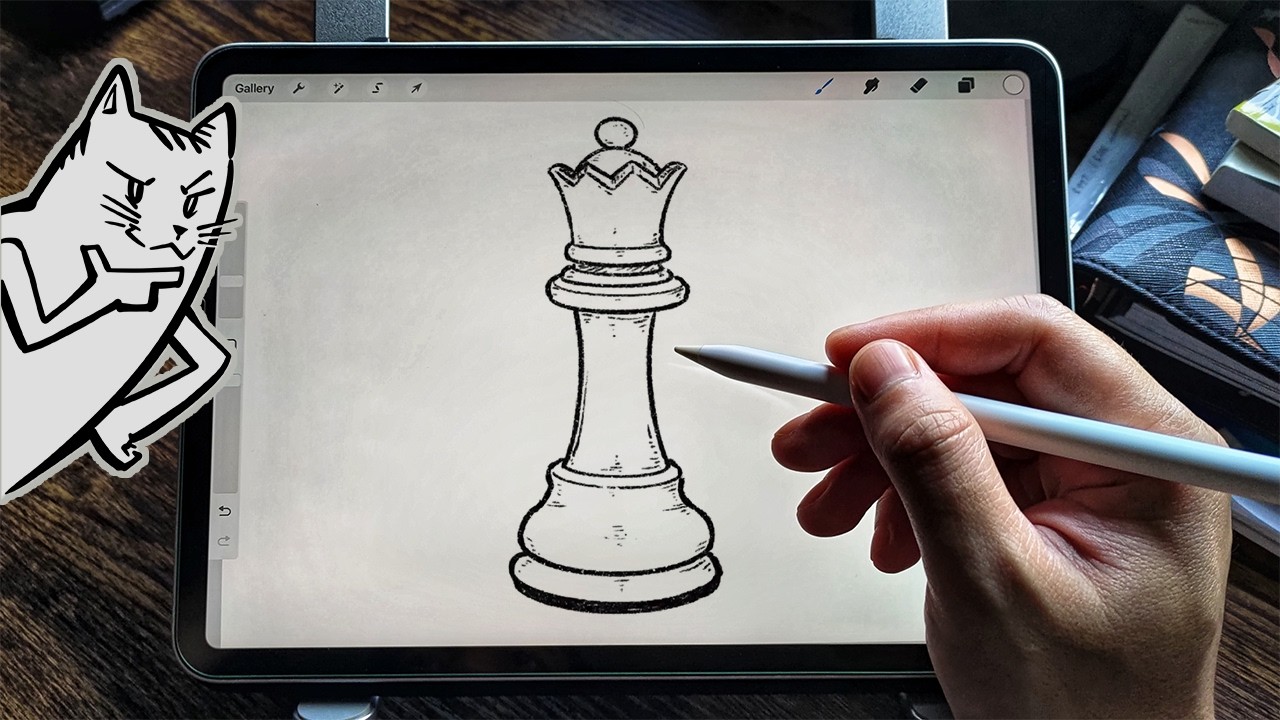 How to draw the Queen chess piece ♟️ 