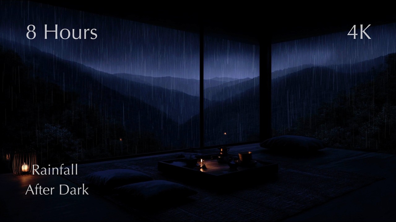 Gentle Rainfall After Dark 🌧️ (No Ads) | Dark Mountain Bedroom for Deep Sleep