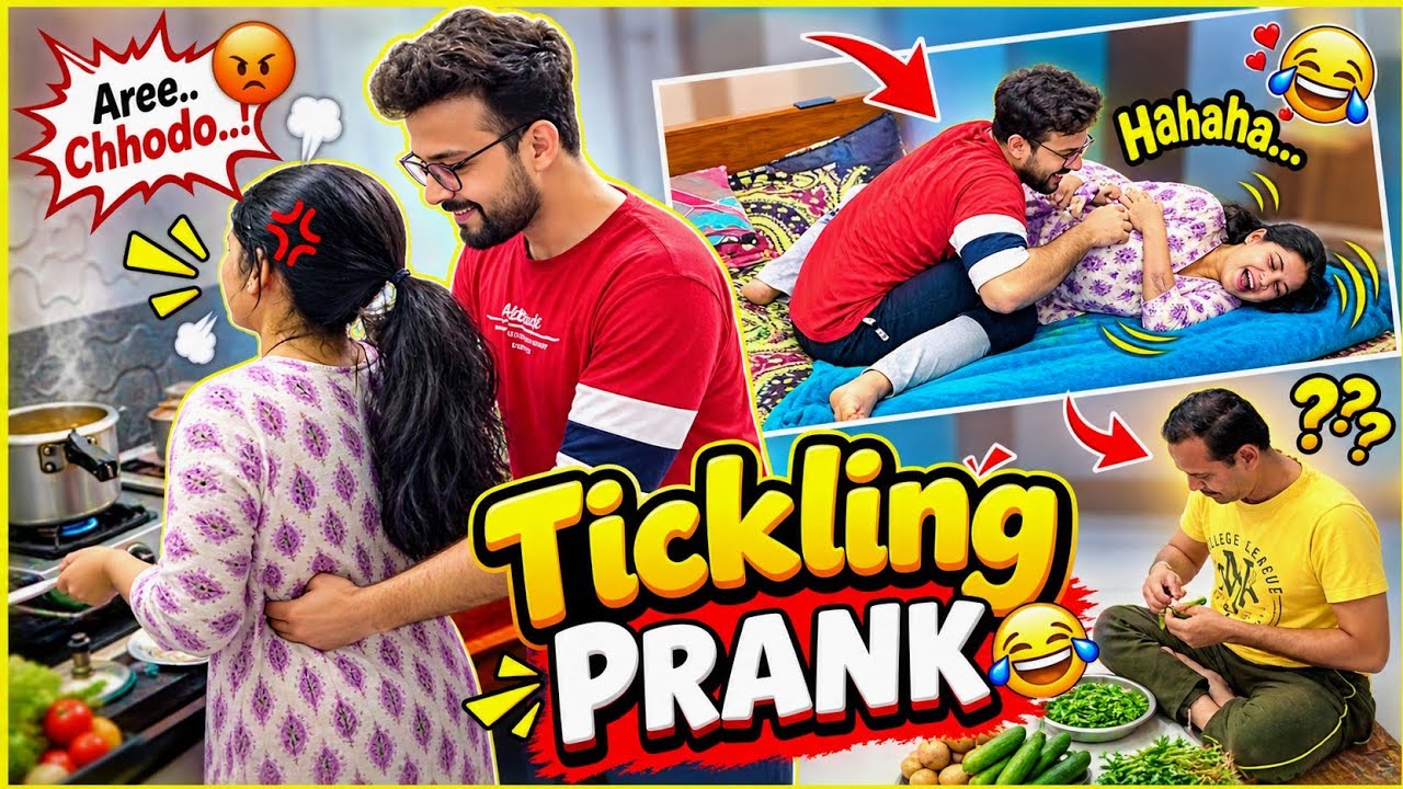 Tickling prank on wife in front of Father || Prank gone Romantic 😘|| @AnnuHardik1995