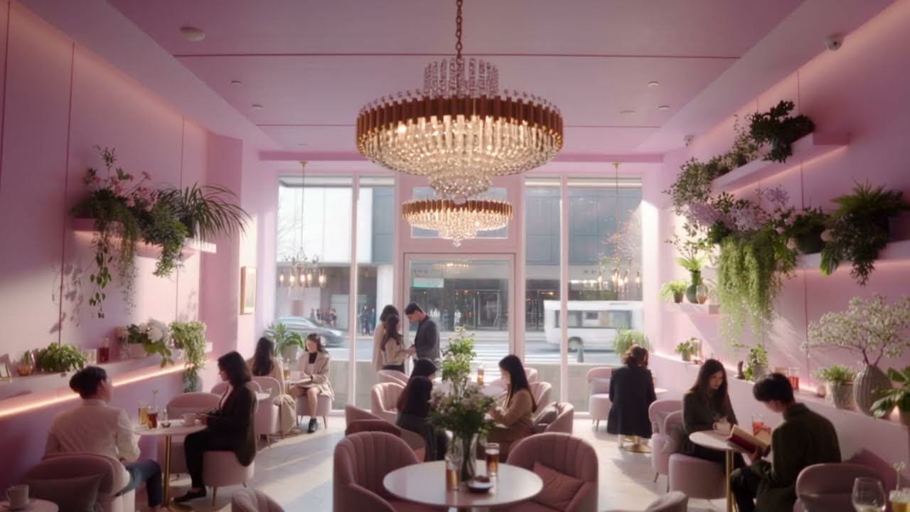 Pink & Crystal Cafe Background Music for Focus & Read ☕🌿 | Cafe Note Ambience カフェの勉強BGM