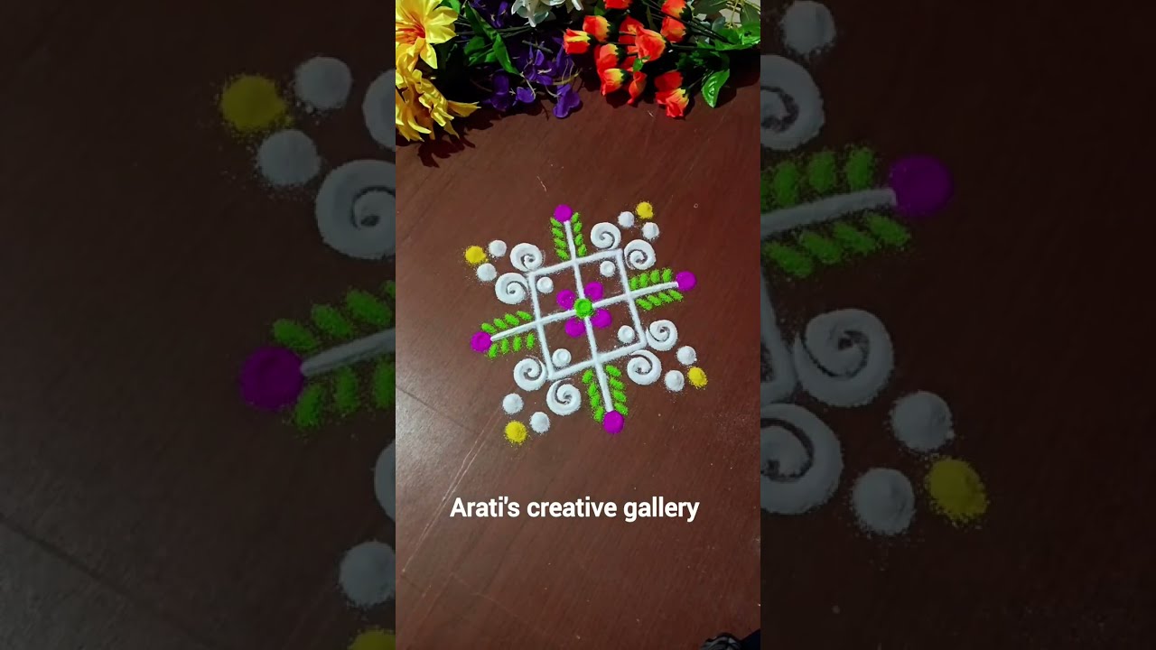 Small rangoli designs for begginers#easy daily use rangoli #dotsrangoli #easy muggulu designs