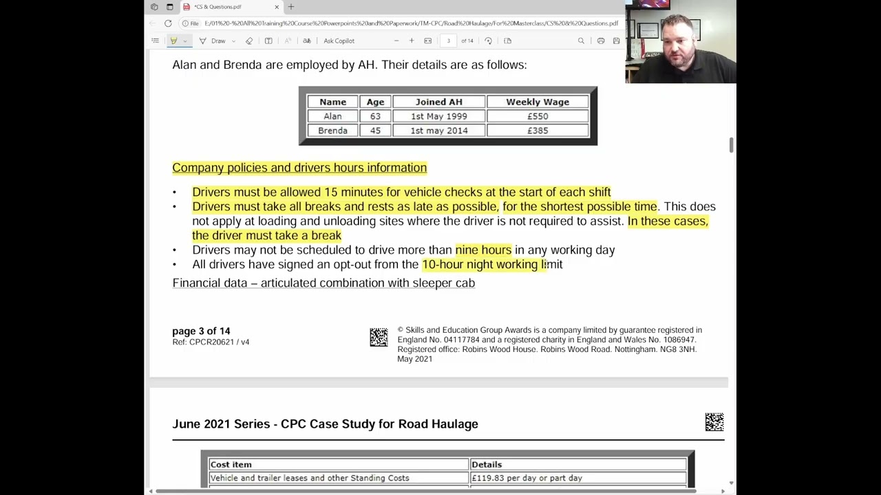 How to Complete a Driver Schedule for Transport Manager CPC Case Study