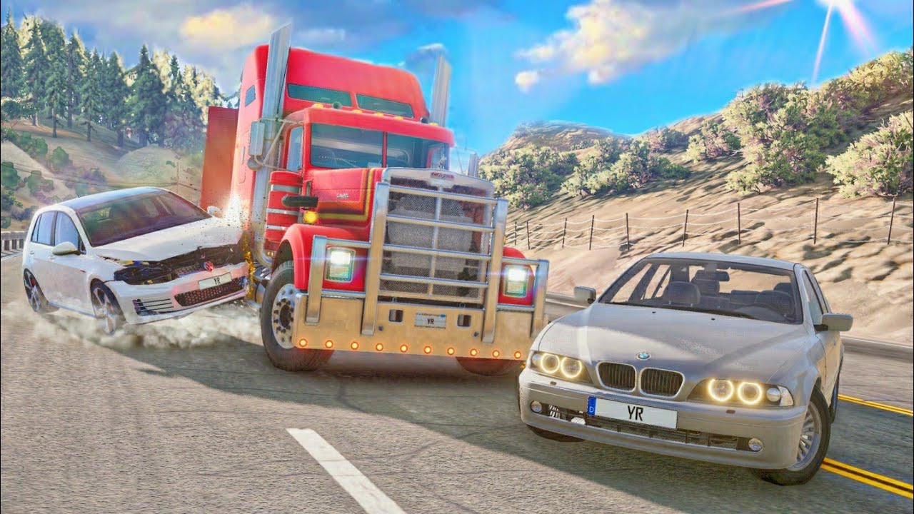 Realistic Car Crashes and Dangerous Driving - BeamNG.Drive 😱