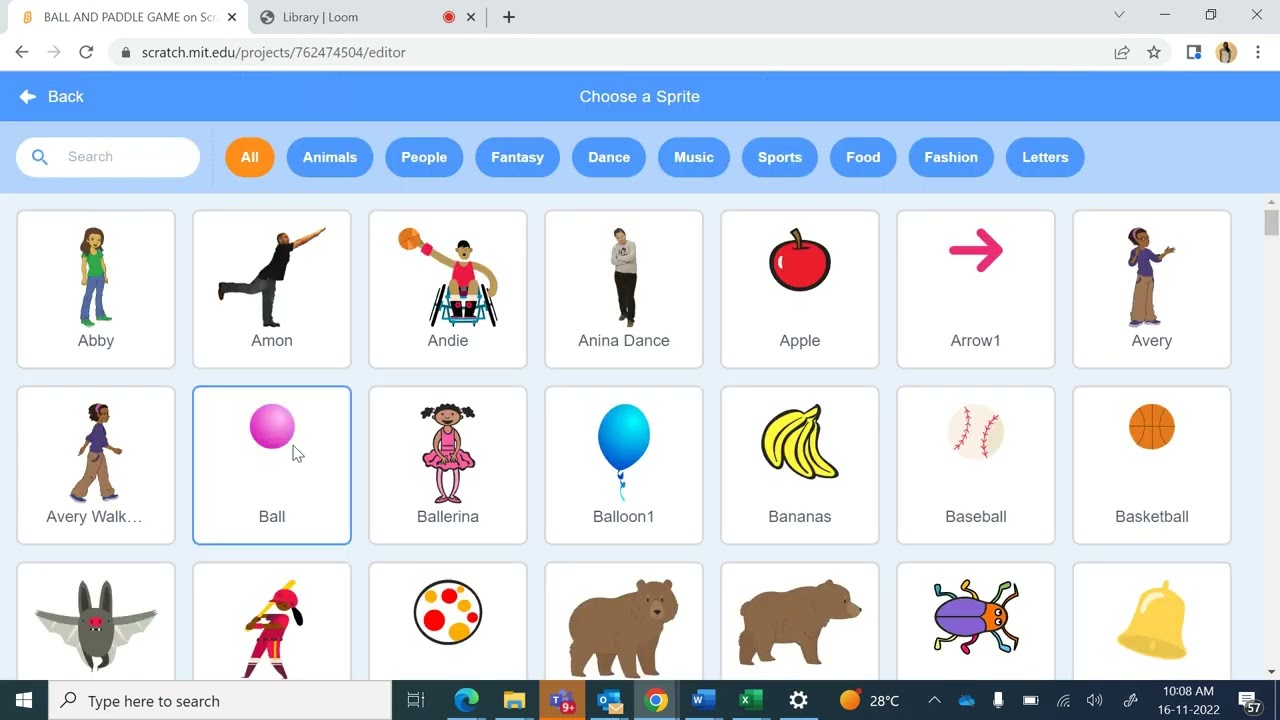 Scratch programming  - Ball and Paddle Game Part 1