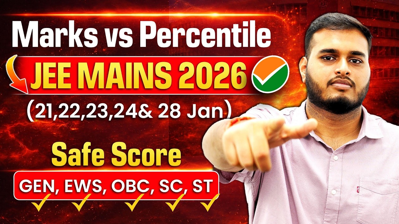 (FREE PREDICTOR🔥) Marks vs Percentile JEE Mains 2026 Jan Attempt| JEE 2026 Category wise Cutoff