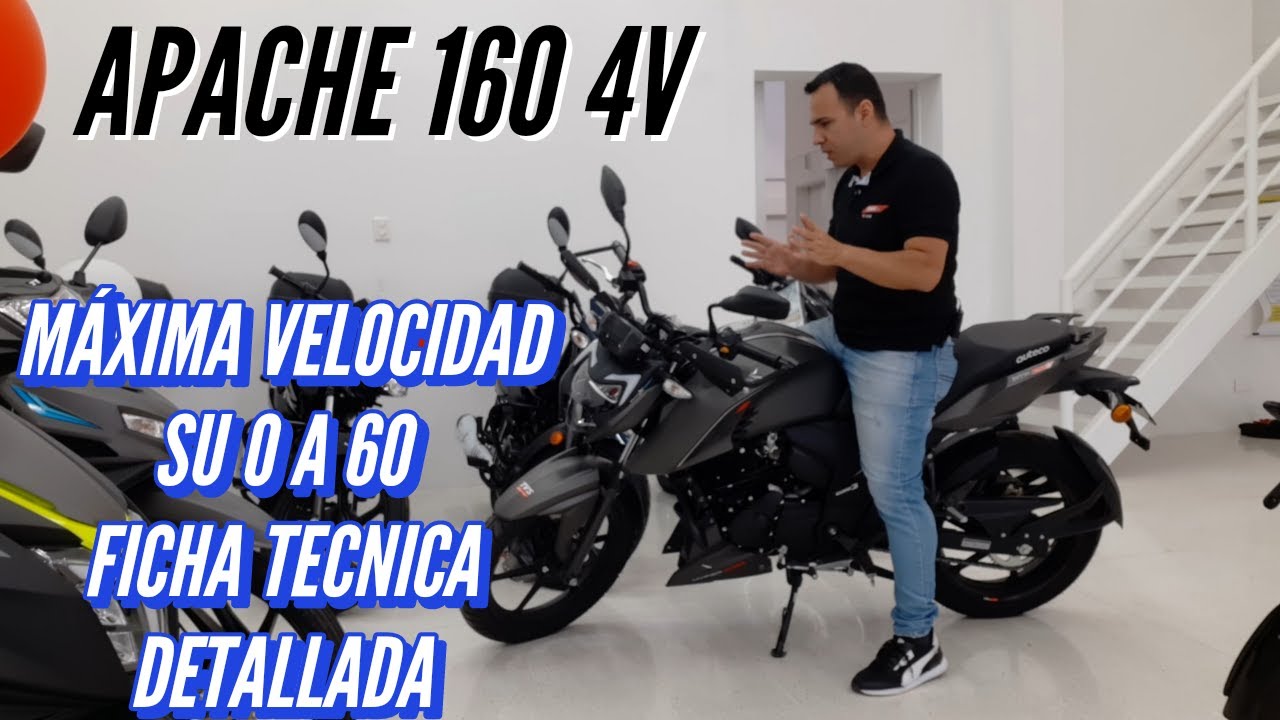 TVS APACHE 160 4V /SU 0 A 60/MAXIMA VELOCIDAD/FICHA TECNICA Y MUCHO MAS