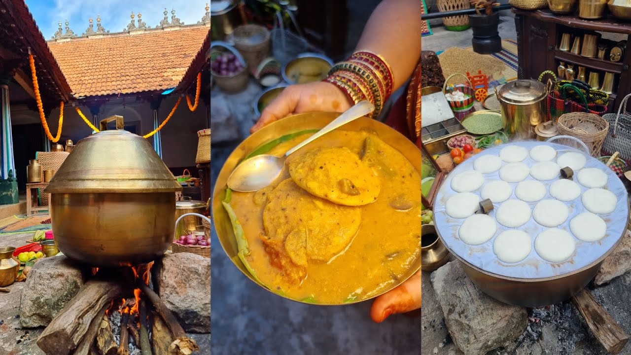 Tiffin sambar recipe |Hotel style IDLI SAMBAR recipe in vintage 150yrs old Idli pot | இட்லி சாம்பார்