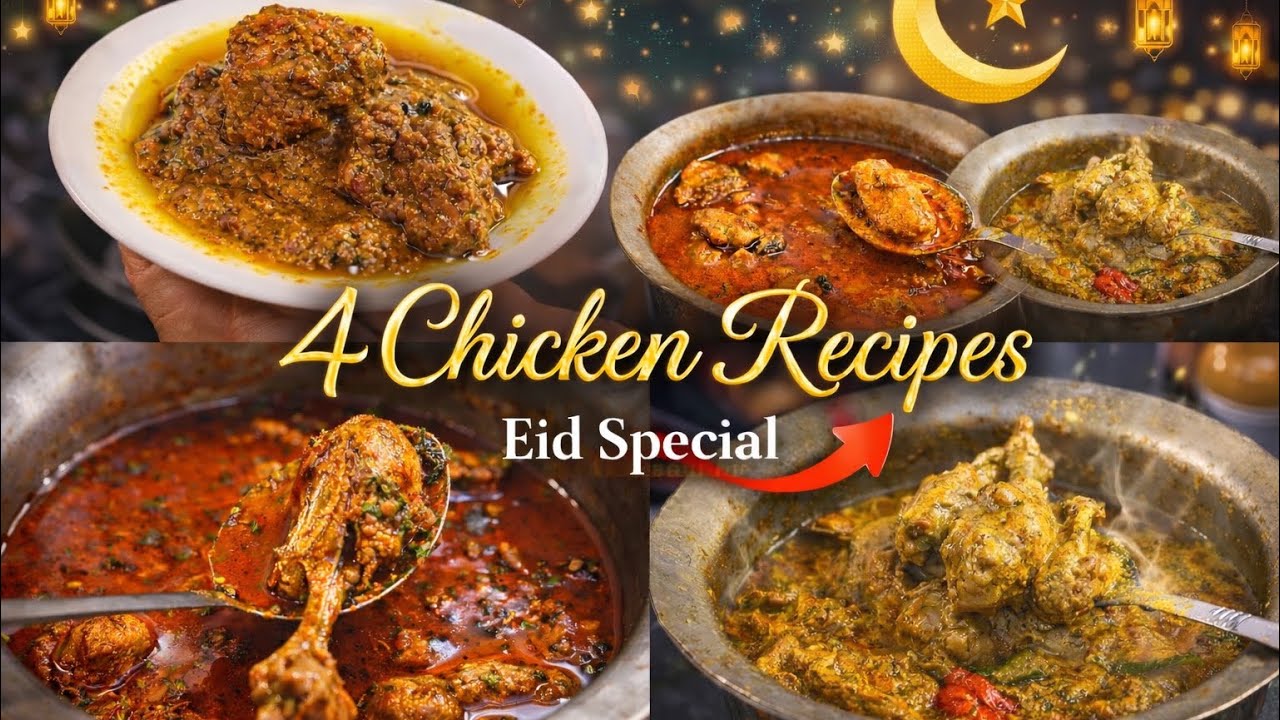 4 Easy Chicken Curry Recipes | Eid Special Chicken Gravy Recipes | Quick & Delicious Chicken Recipes