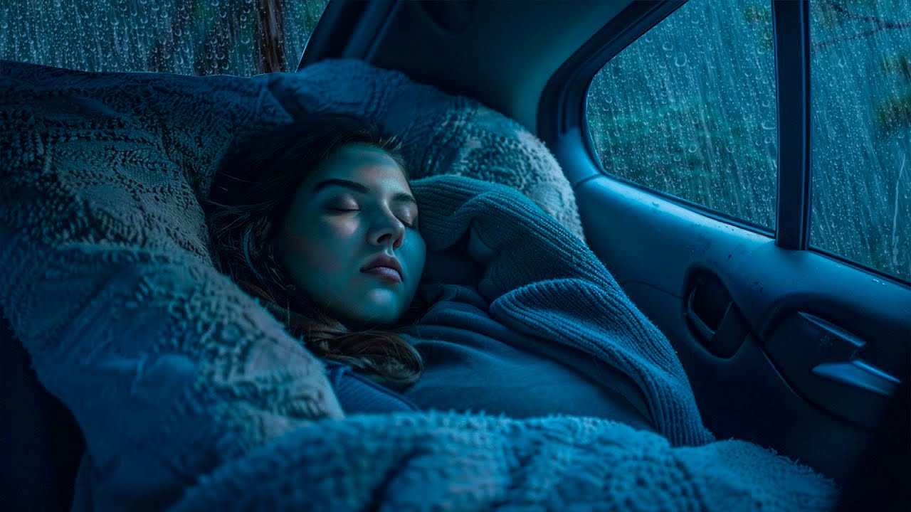 Beat Stress to Sleep Instantly with Rain & Thunder in Cabin car Window | Relaxing Sounds for Sleep