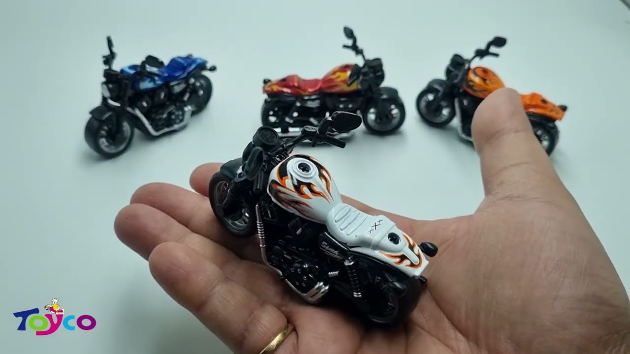 Toyco Mini Route Cruiser Motorcycle Alloy Metal Pull Back Toy Bike for Kids