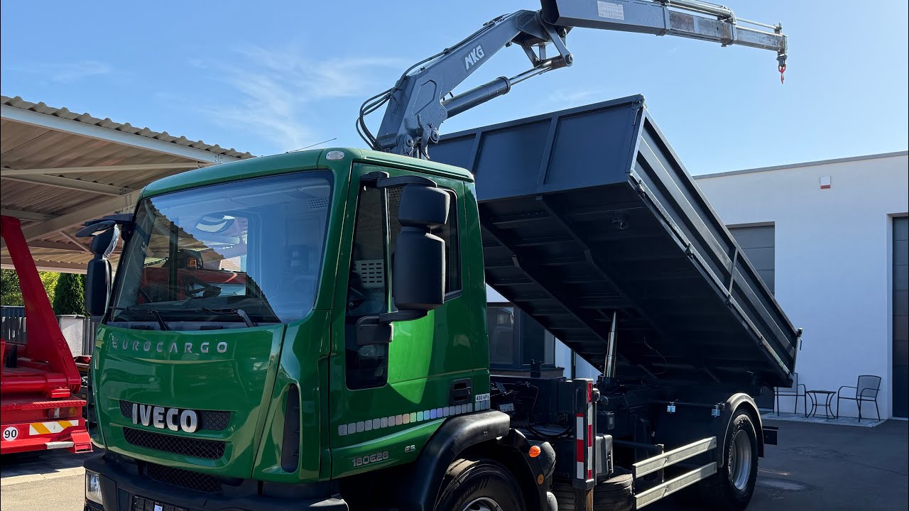 IVECO EUROCARGO 180E28 kipper crane / trojstranný sklápač s hydraulickou rukou MKG