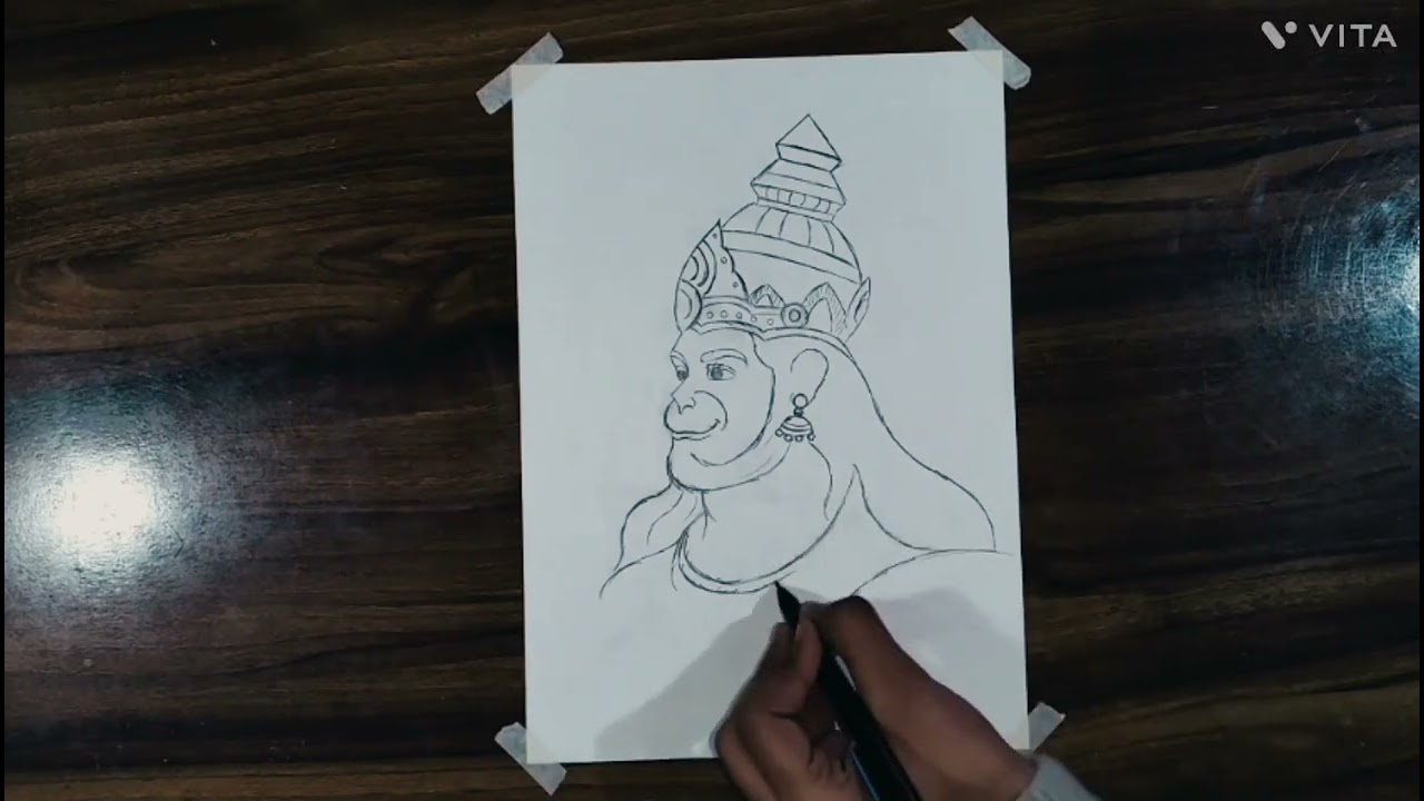 How to Draw Lord Hunuman ji Face / Easy Step By Step Drawing Tutorial For Beginners 😍