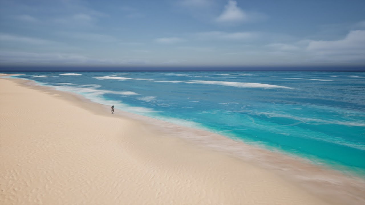 Beach Shore Water and Foam FX System Midday 4k Unreal 5.3