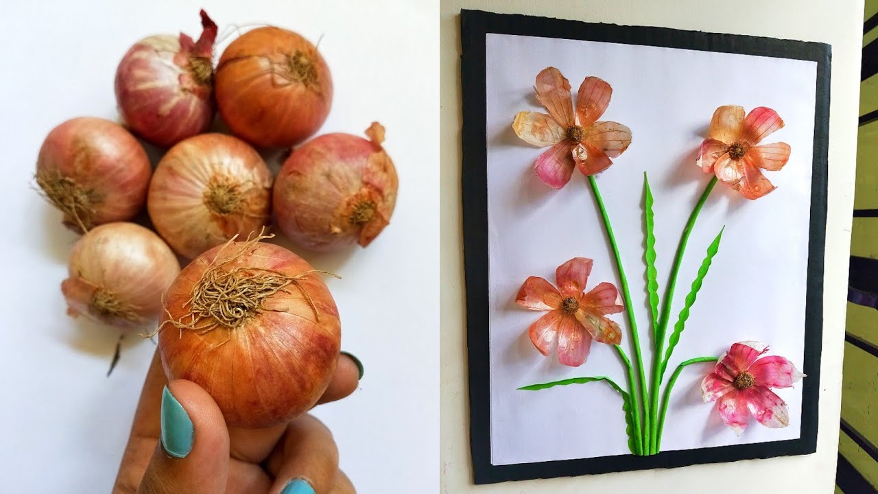 Art And Craft Idea/Wall hanging craft/Best out of waste idea/Onion flower making