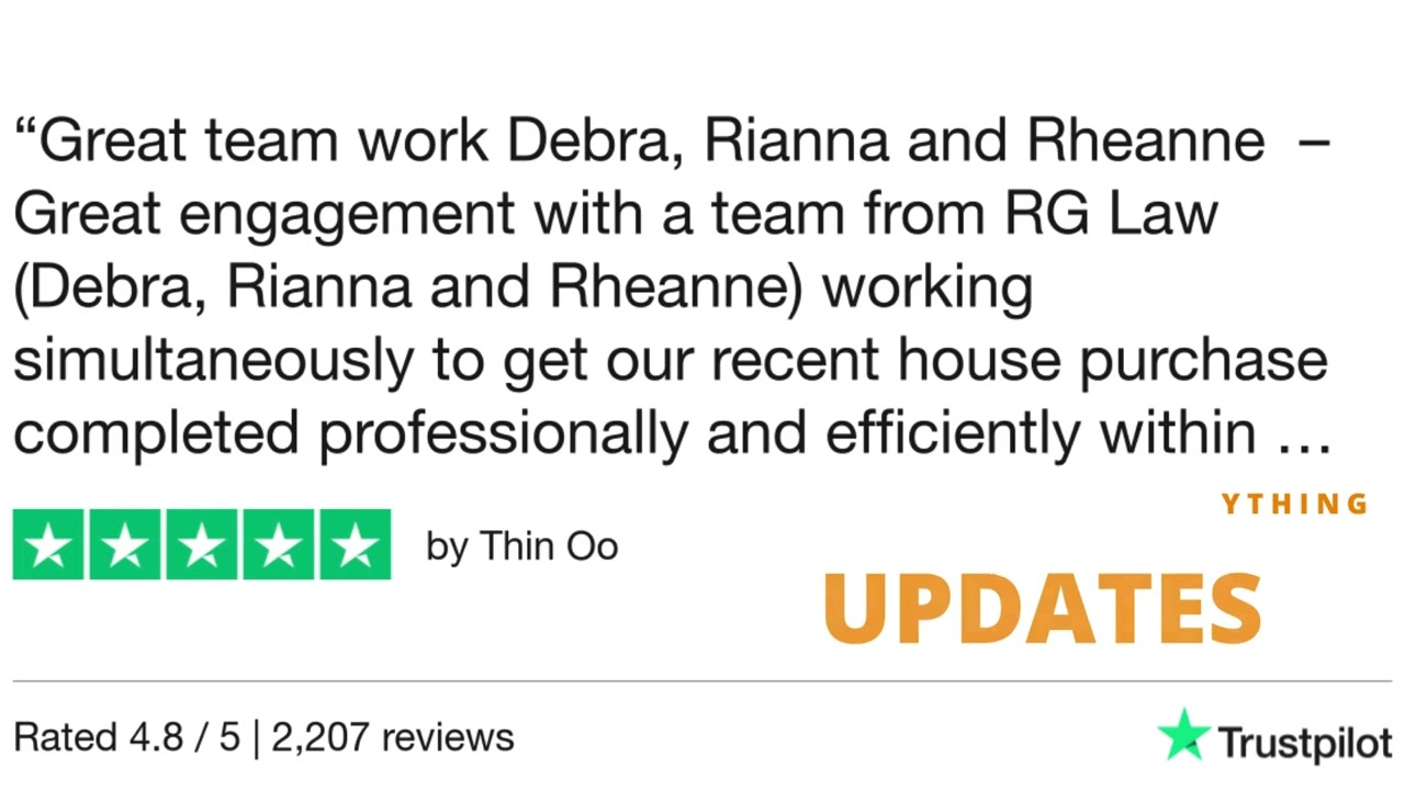 Trustpilot Feedback of the week for RG Law!