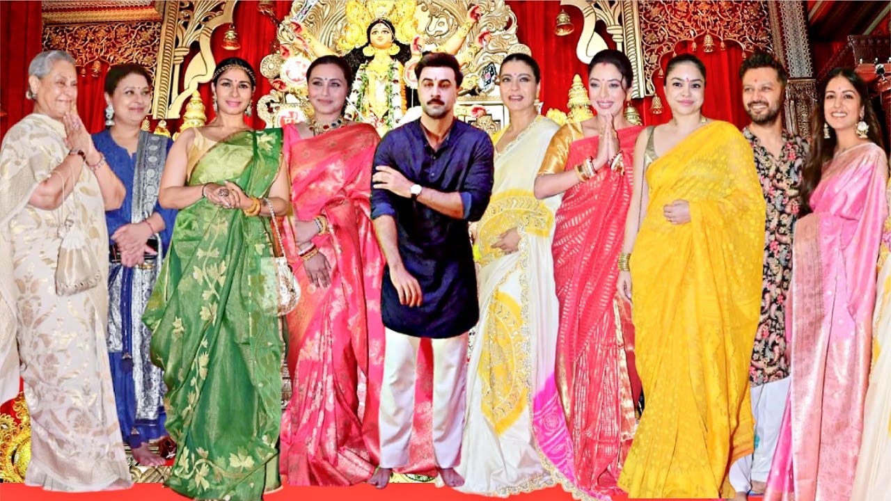 Kajol Durga Puja 2025 Maha Saptami - Rani Mukherjee, Ranbir Kapoor, Jaya Bachchan, Tanisha, Vatsal