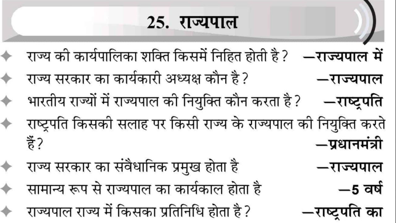 राज्यपाल | भारतीय संविधान | Topic-25 | सभी प्रतियोगी परीक्षाओं के लिए महत्वपूर्ण