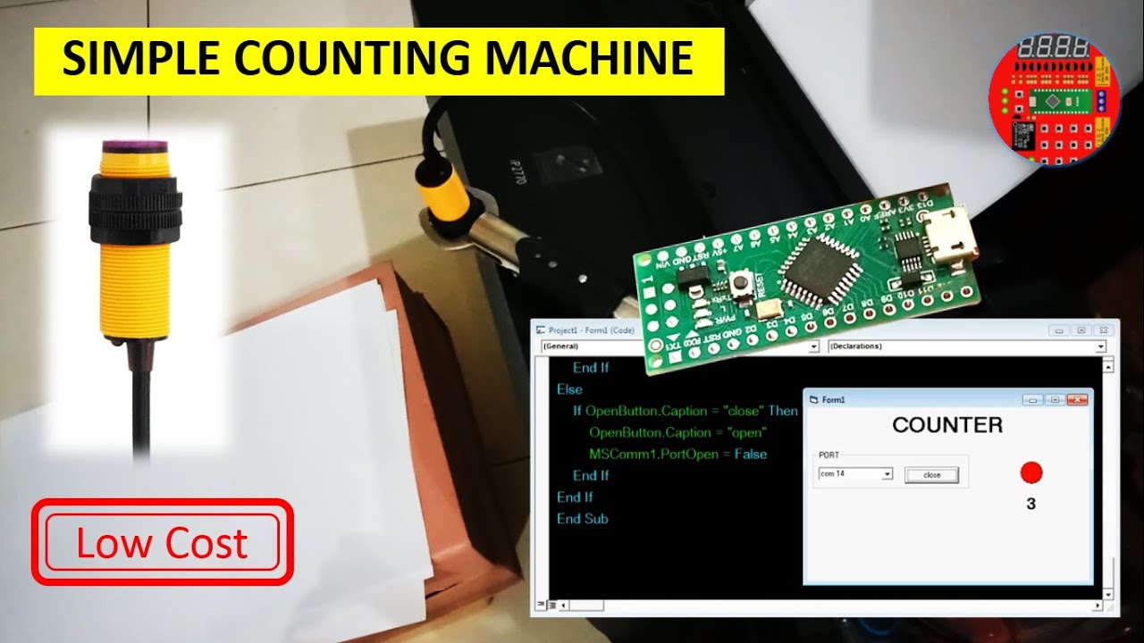 Making a Simple Counting Machine Using Arduino, Infrared Proximity Sensor & Visual Basic 6 (VB6)