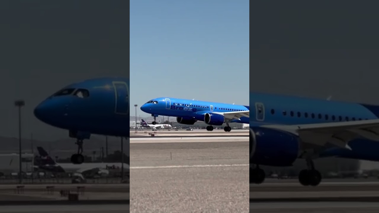 Breeze Airways Airbus A220-300 Landing at Las Vegas (LAS)