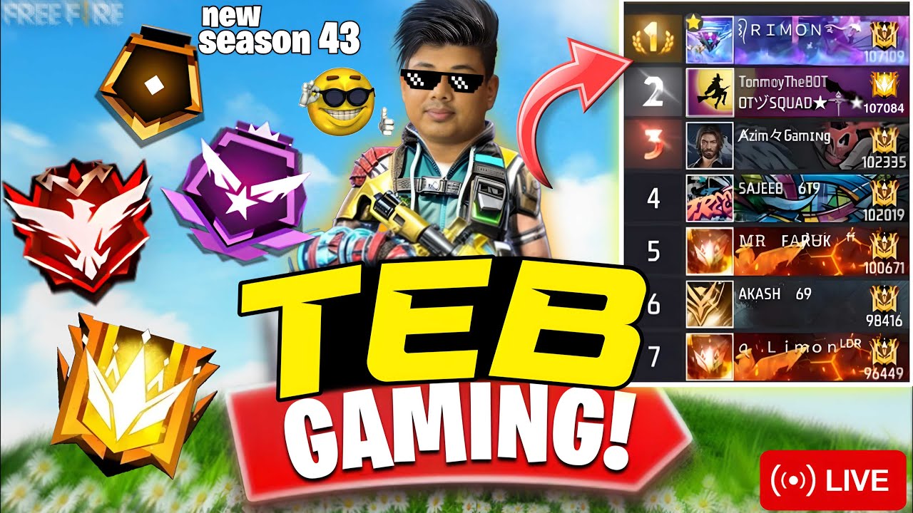 Free Fire Rank Push #short Live Stream || Free Fire LIVE #ff #freefire #tebgaming