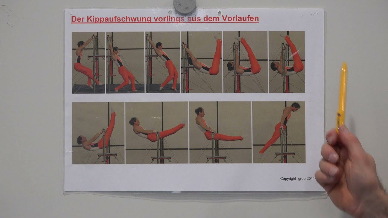 Kippaufschwung vorlings aus dem Vorlaufen am  Reck