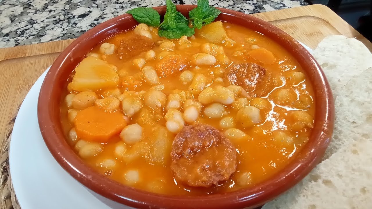 GUISO DE GARBANZOS CON JUDIAS Y CHORIZO una receta de nuestras abuelas con un sabor espectacular