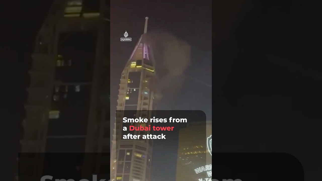 Smoke rises from a Dubai tower after attack | AJ #shorts