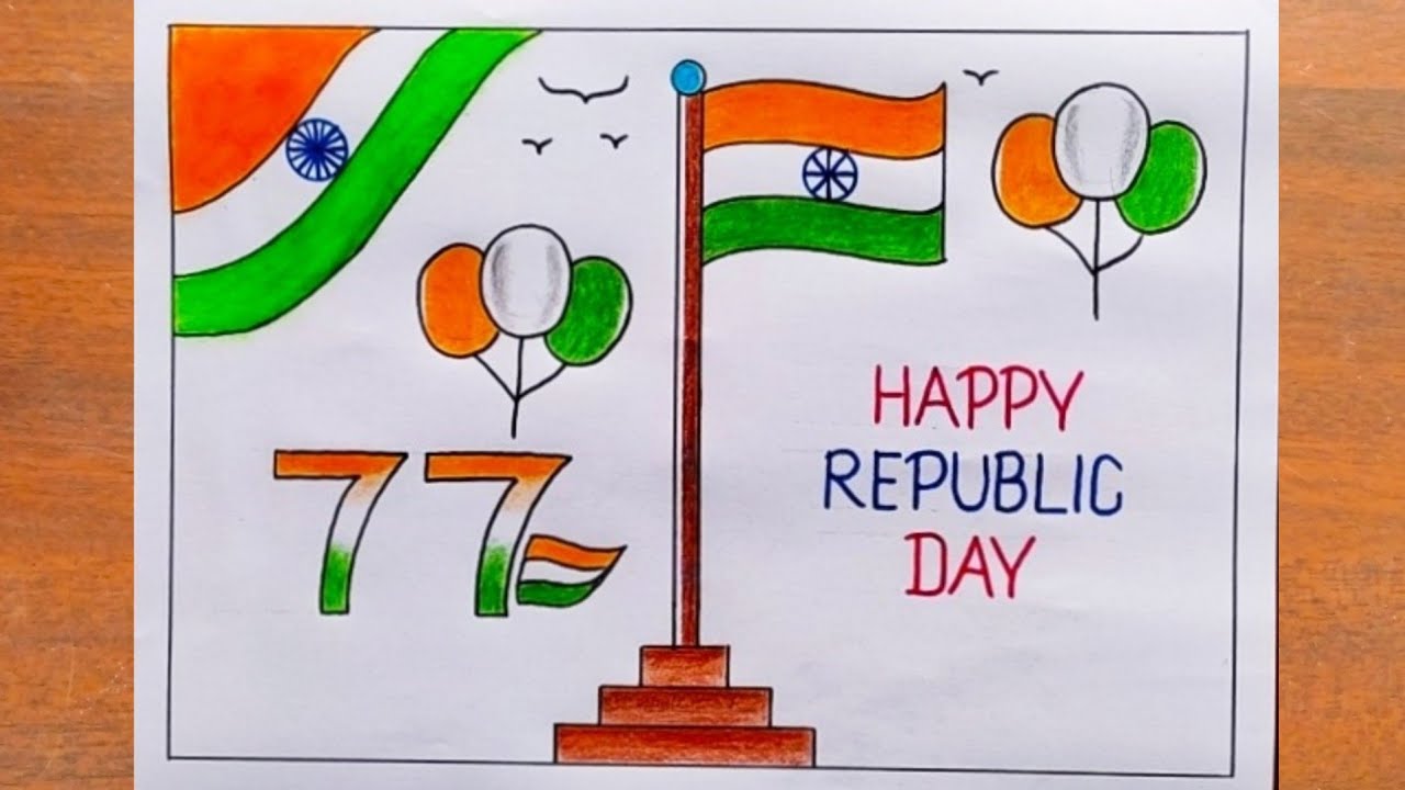 Republic Day Drawing / Republic Day Poster Drawing / Happy Republic Day Drawing / 26 January Drawing