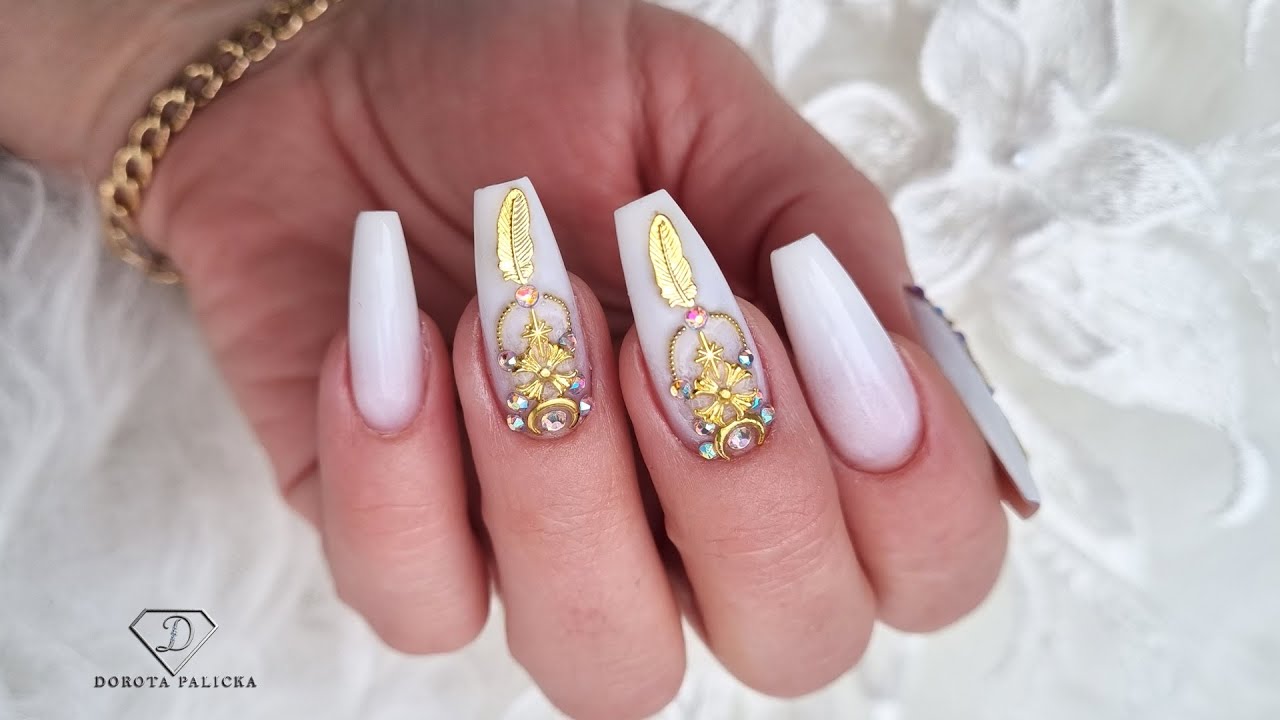 Gel rebalance with faded French. Baby Boomer nails with crystals placement.