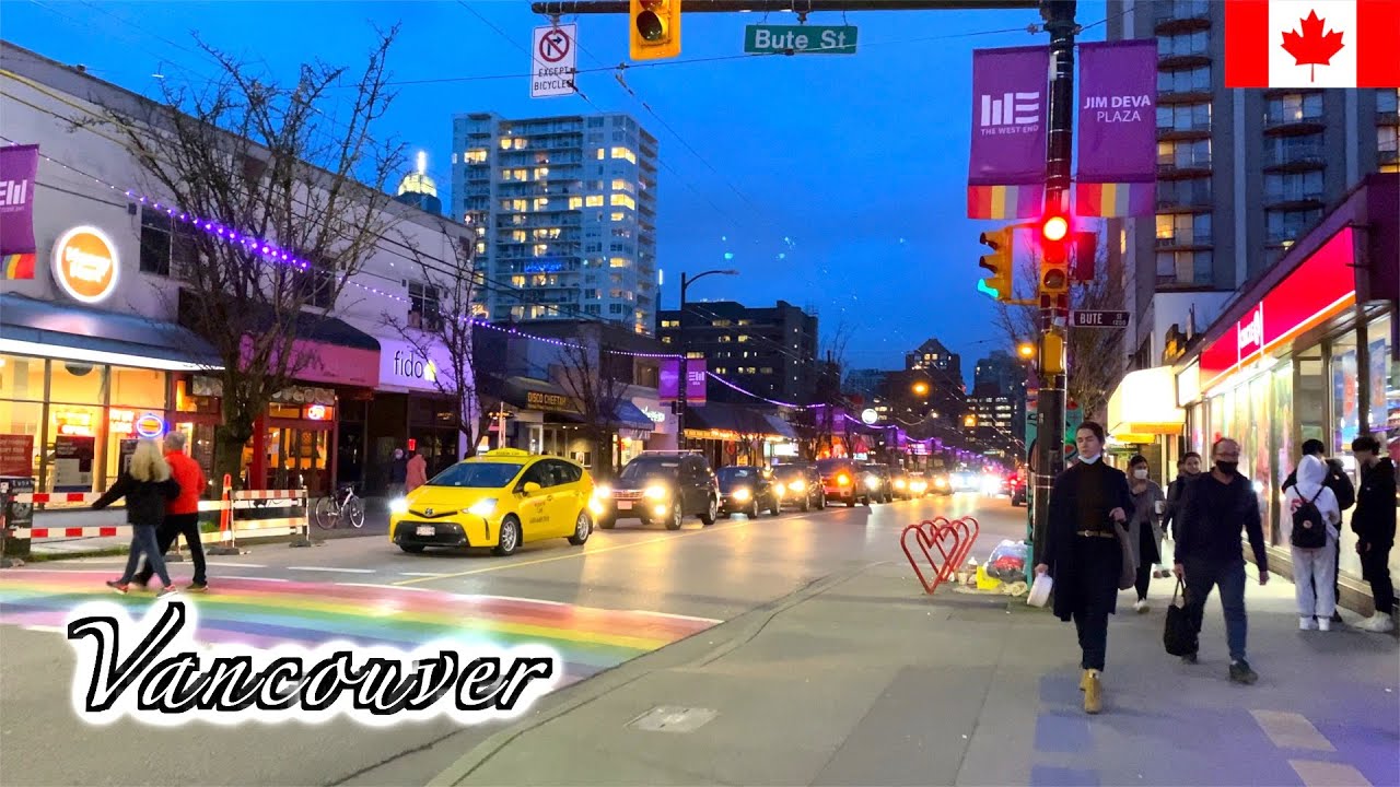 🇨🇦【4K】Vancouver Night Walk - West End (March 2021)