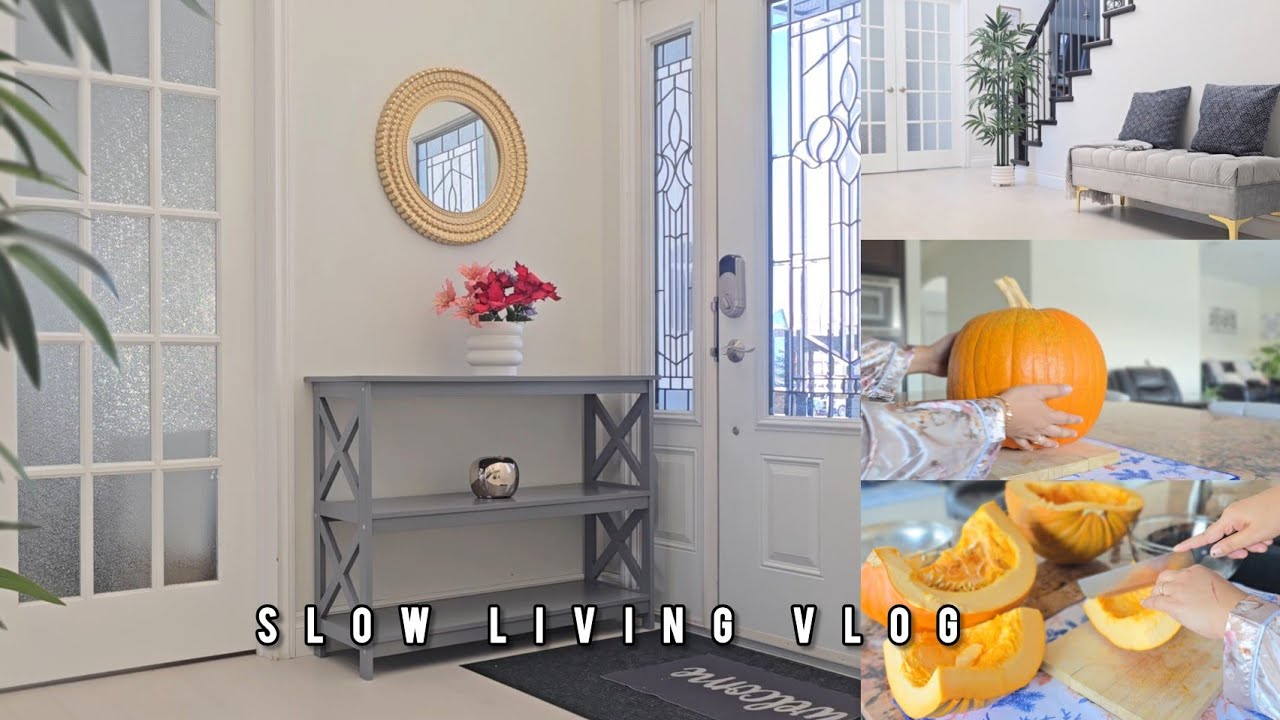 Autumn in Canada 🍂 | Entryway Setup, cooking Pumpkin Curry | Slow Living Silent Vlog