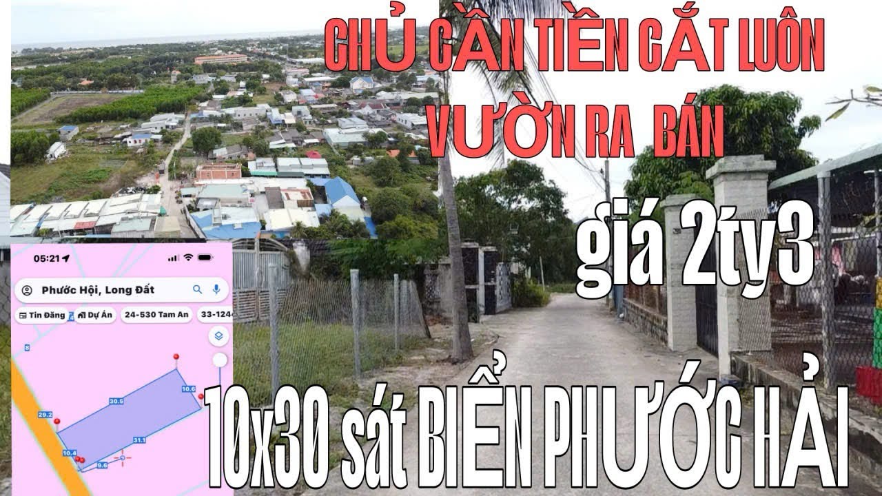 TÌM ĐẤT BIỆT THỰ GẦN BIỂN PHƯỚC HẢI KO NÊN BỎ QUA LÔ NÀY 10x30 