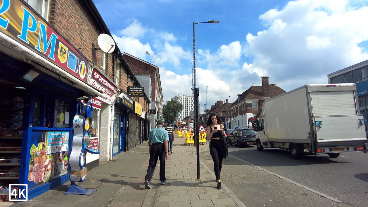 Edgware, London walk on a Beautiful day in 4K with ASMR sounds for Sleep, Studying & Relaxing