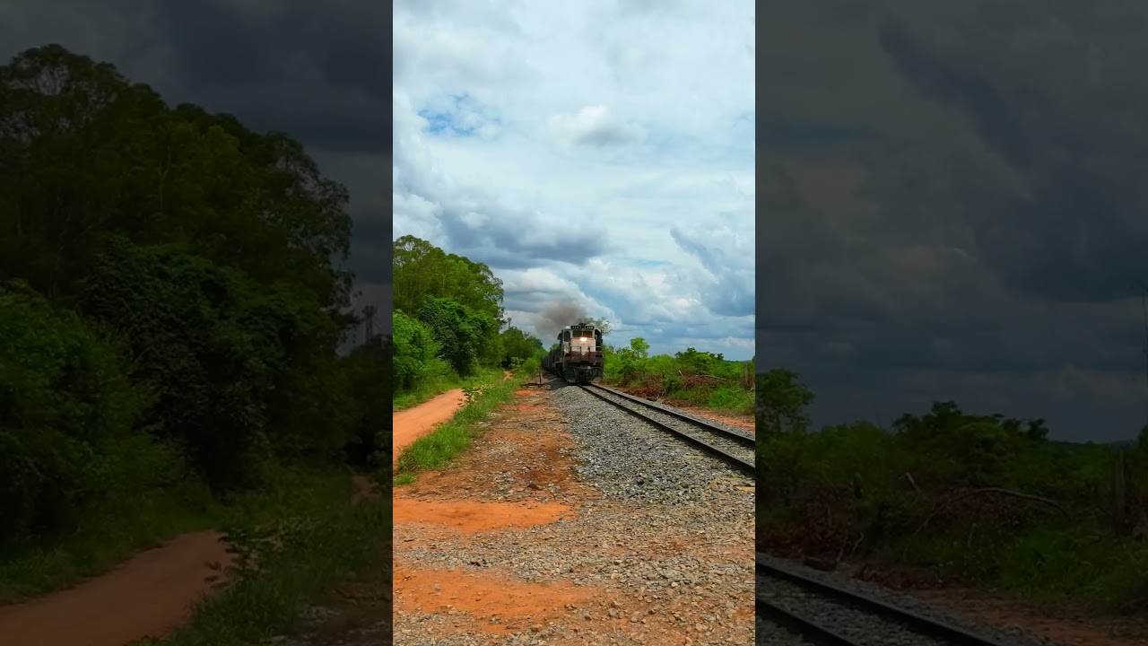 Trem Acelerando m&aacute;ximo Locomotivas BB36-7 e G12 Porto Mineiro #shorts #ferrovias #train #railway