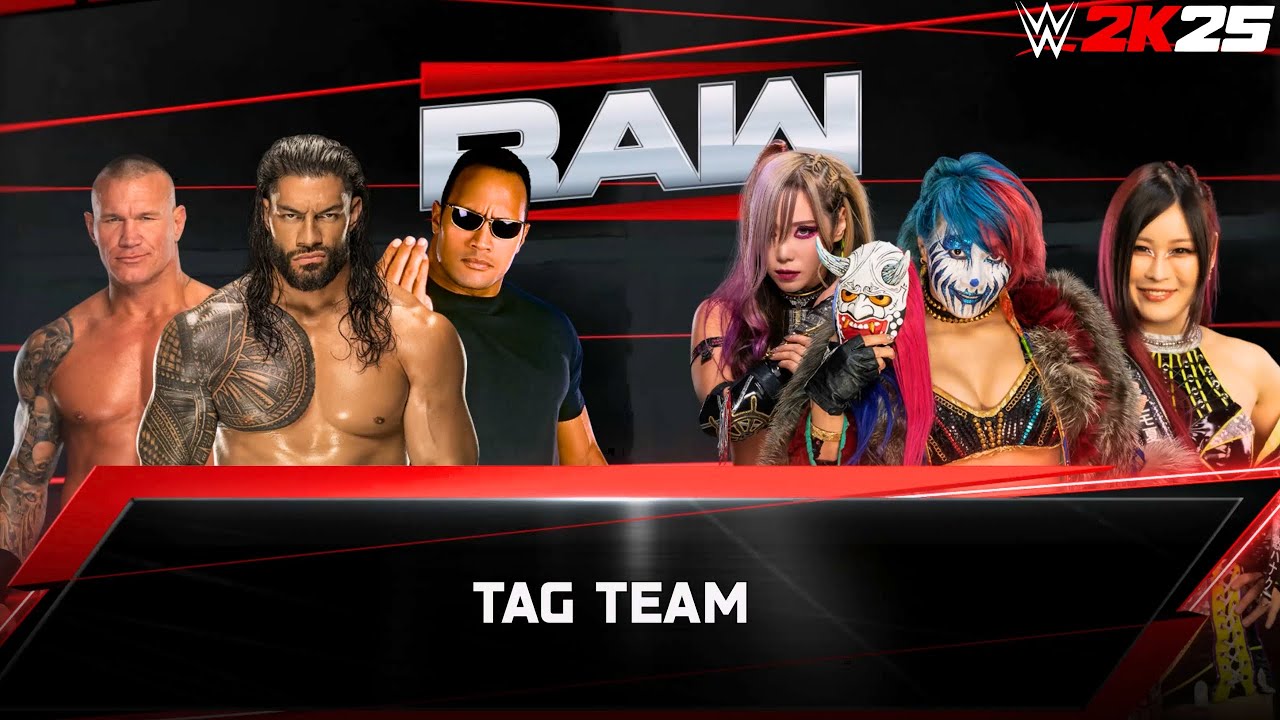 Roman Reigns, Randy Orton & The Rock vs Asuka, Kairi Sane & Iyo Sky | WWE 2K25 4K DREAM MATCH