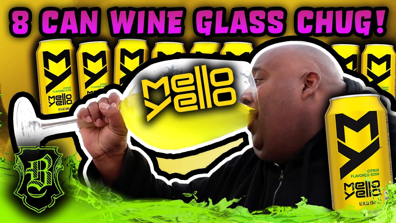Eight Cans of Mello Yello Chugged out The Huge Wine Glass (Sub Chug)