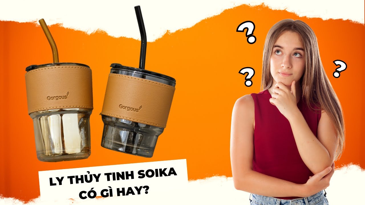 Ly Thủy Tinh SOIKA SC01 Chịu Nhiệt Độ Cao Có Nắp Kín Nước Ống Hút Và Bao Da Sang Trọng