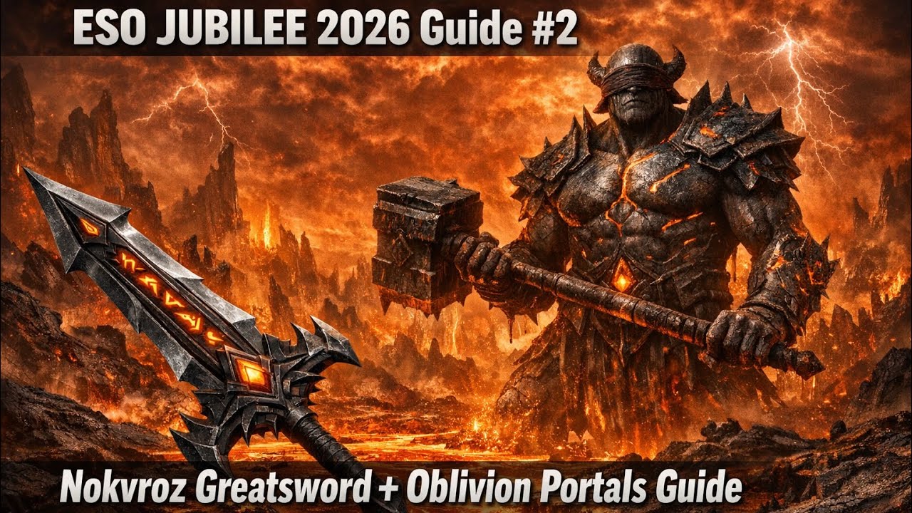 ESO Anniversary Jubilee 2026 Guide #2 &ndash; Tamriel Tomes, Nokvroz Greatsword & Oblivion Portals