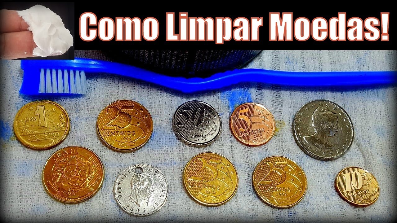 Como limpar moedas e dá muito brilho: Real, Réis.. de aço, prata, bronze, cobre etc.. #moedas