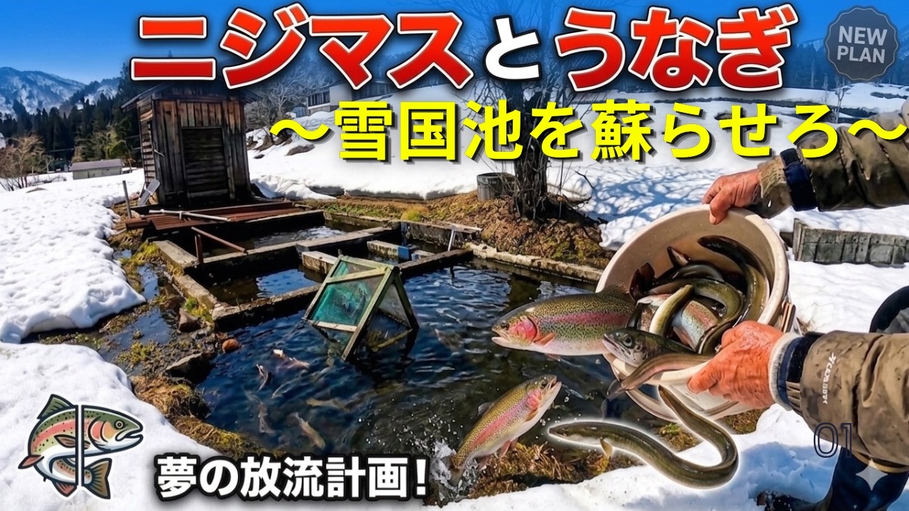 【放流】雪国の池小屋で渓流魚とうなぎを飼う物語