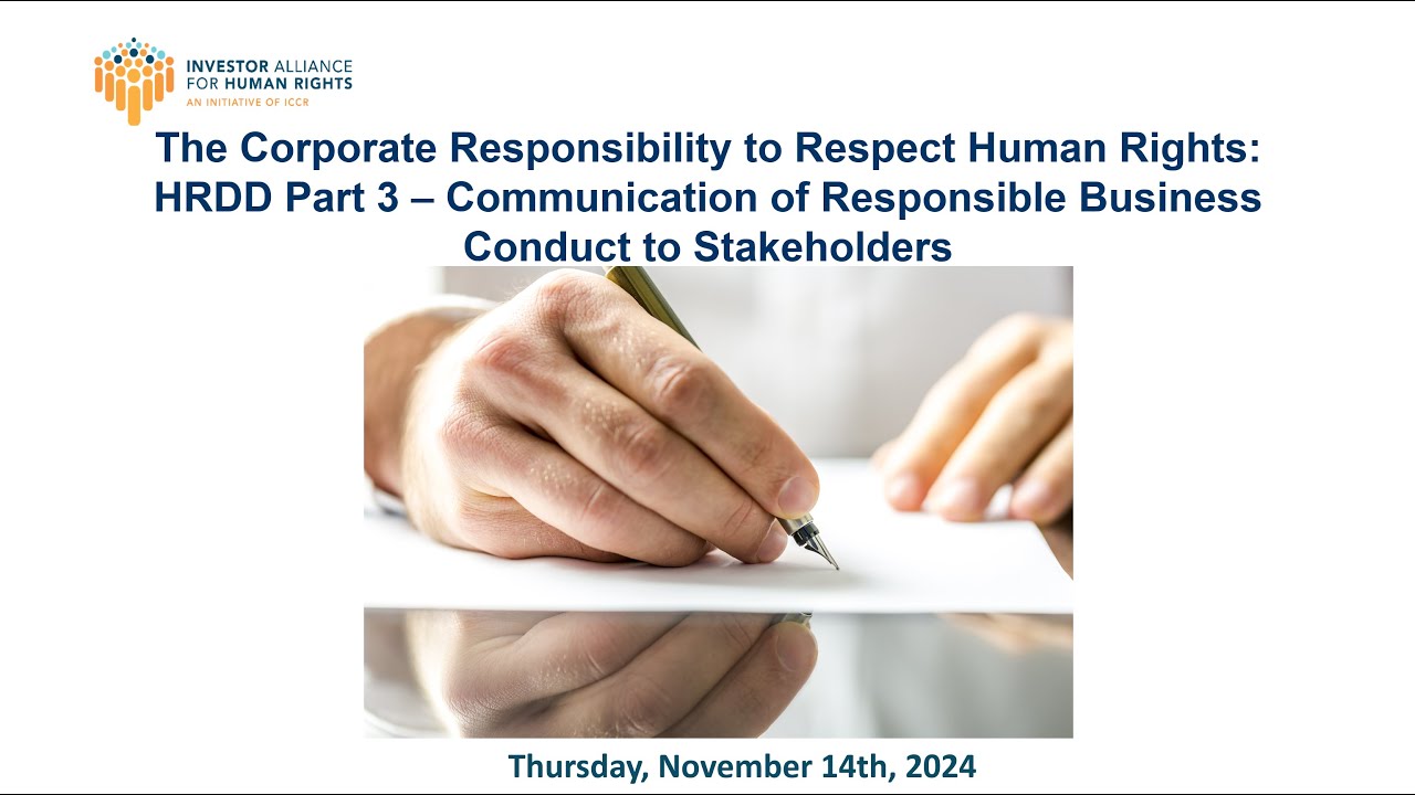 CR2R Webinar 4: Communication of Responsible Business Conduct to Stakeholders