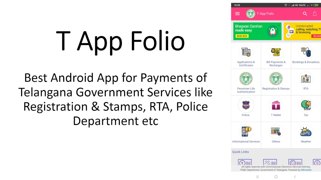 T App Folio - Best App for Telangana Government Services  Started For Encouraging Cashless Payments