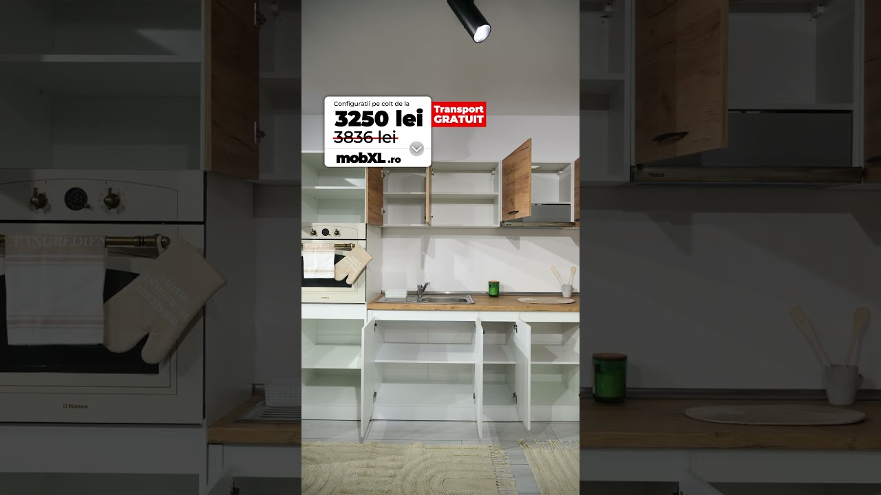 Bucatarii Oakwhite pe colt 📞 tel. 0727 345 635 🏷️ preturi de la 3250 lei