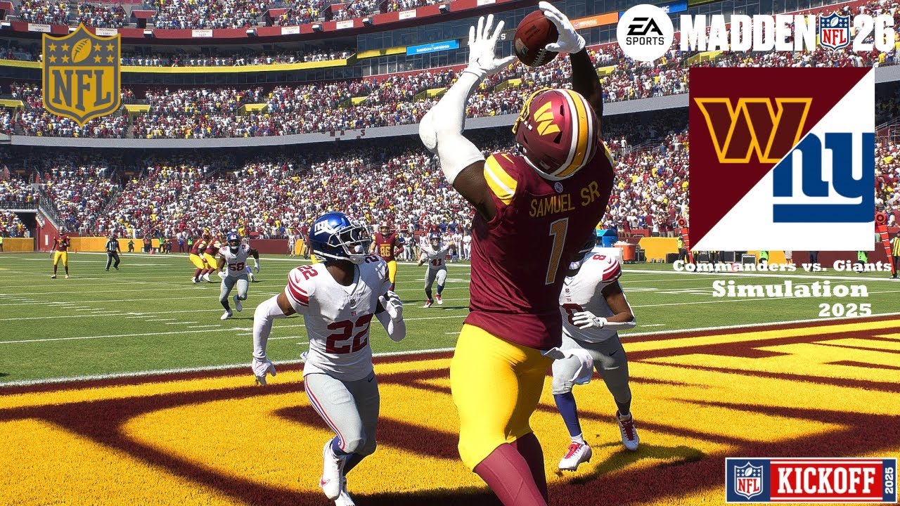 Washington Commanders vs. New York Giants WEEK 1 Simulation 53-MAN ROSTER Madden 26 2025 Game Play